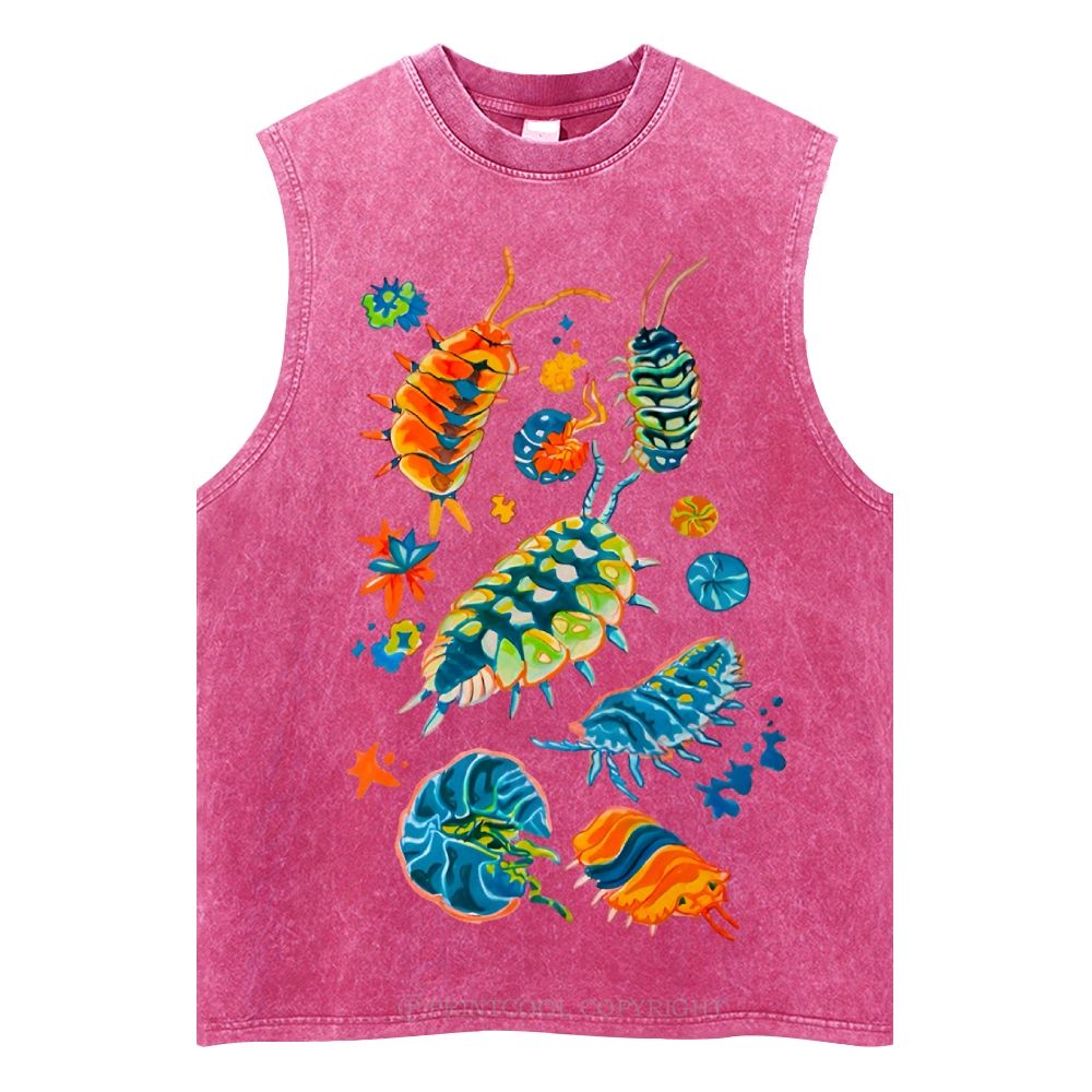 Colorful Insects Unisex Washed Tank Top