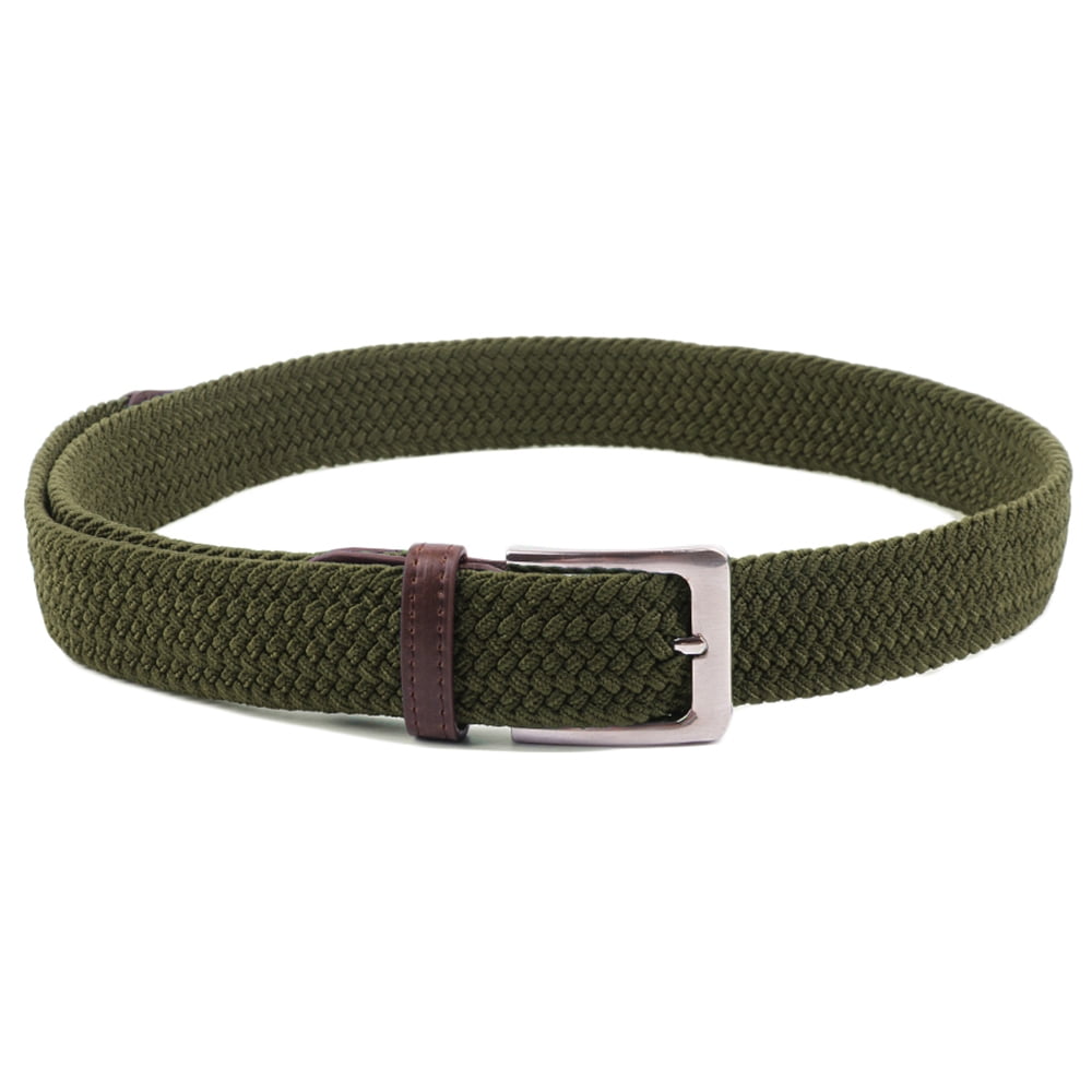 Gelante Adult's Canvas Elastic Fabric Woven Stretch Braided Belts - Olive, XL
