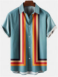 New Summer Casual Printed Shirt Men's Shirt Striped Print