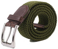 Gelante Adult's Canvas Elastic Fabric Woven Stretch Braided Belts - Olive, XL