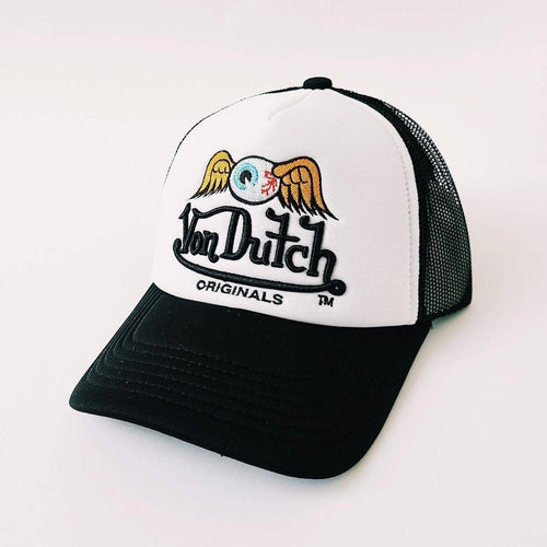 Vintage Black And White Von Dutch Cap / Von Dutch Cap / Von Dutch Trucker Cap. Von Dutch Flying Eyeball Hat Deadstock New With Tags